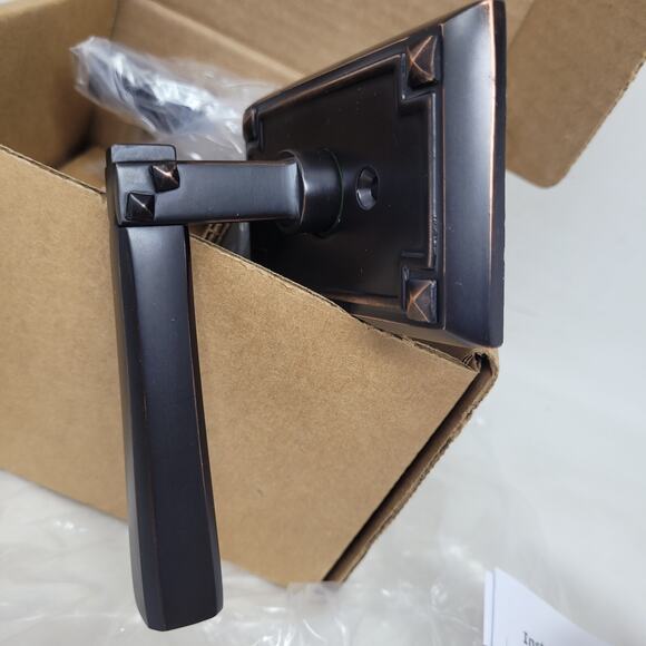 EMTEK Arts Crafts Rectangular Rosette Lever LH Oil Rubbed Bronze 3 avail - Picture 7 of 7